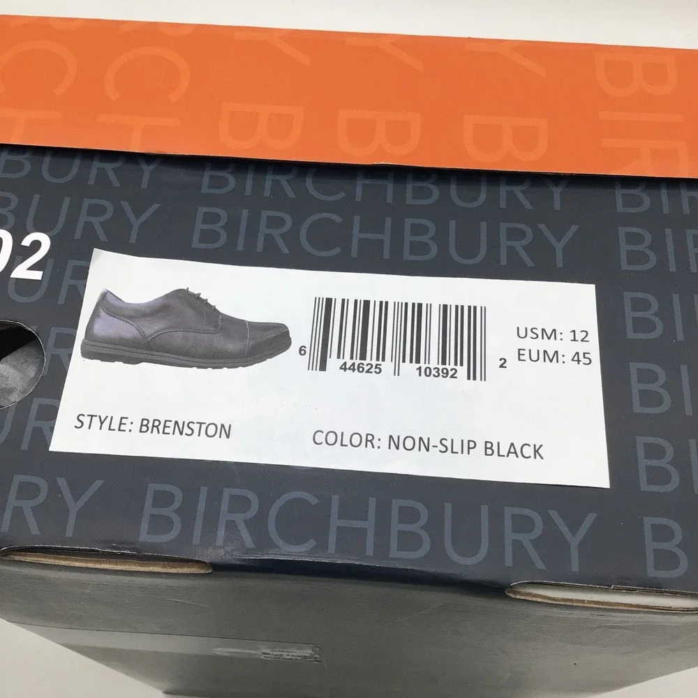 Birchbury Brenston Mens Size 12 Black Leather Wide Toe Dress Shoes NEW